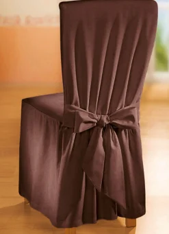 Online BADER Elegante Stuhlhusse mit Bindebändern BRAUN