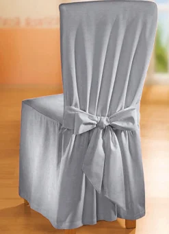 Sale BADER Elegante Stuhlhusse mit Bindebändern SILBER