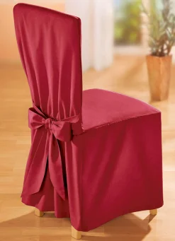 New BADER Elegante Stuhlhusse mit Bindebändern ROT