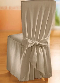 Discount BADER Elegante Stuhlhusse mit Bindebändern SAND