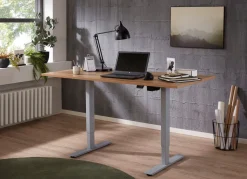 BADER Elektrisch höhenverstellbarer Schreibtisch ALU GRAU-BUCHE