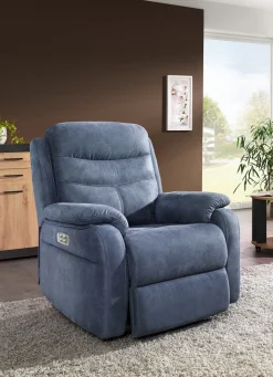 Clearance BADER Elektrisch verstellbarer TV-Sessel mit Motor und Aufstehhilfe BLAU-GRAU