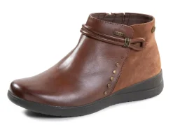 ELENA EDEN , atmungsaktive Damen-Boots, Weite H, mit herausnehmbarem Fußbett COGNAC