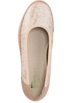 Hot ELENA EDEN , bequeme Damen-Ballerinas, Weite G, mit herausnehmbarem Fußbett TAUPE
