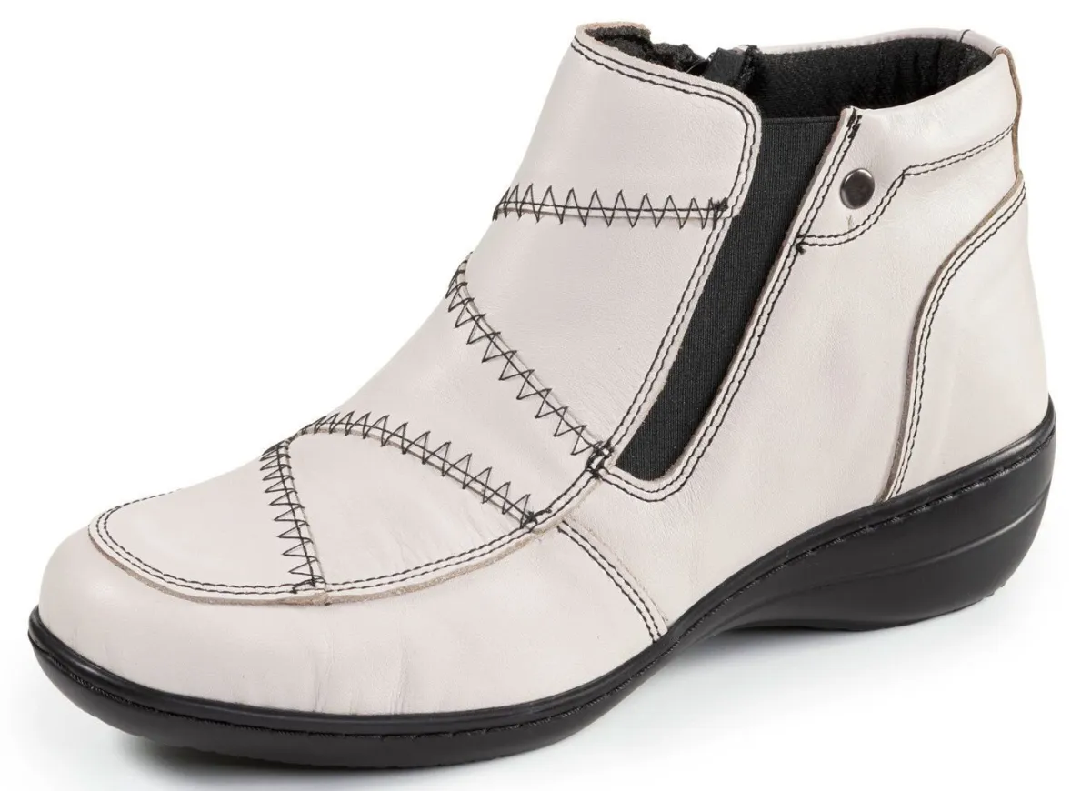 Outlet ELENA EDEN , bequeme Damen-Boots, Weite H, mit herausnehmbarem Fußbett ECRU
