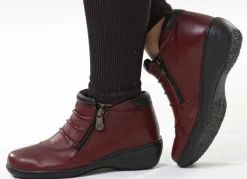 Online ELENA EDEN , bequeme Damen-Boots, Weite H, mit herausnehmbarem Fußbett BURGUND-SCHWARZ