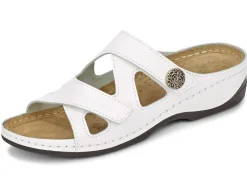 Discount BADER ELENA EDEN, bequeme Damen-Pantoletten, Weite G, mit Klettverschluss WEISS