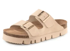 Best ELENA EDEN , bequeme Damen-Pantoletten, Weite H, mit Klettspange BEIGE