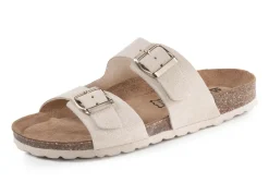 Clearance BADER ELENA EDEN, bequeme Damen-Pantoletten, Weite H, aus Leder BEIGE