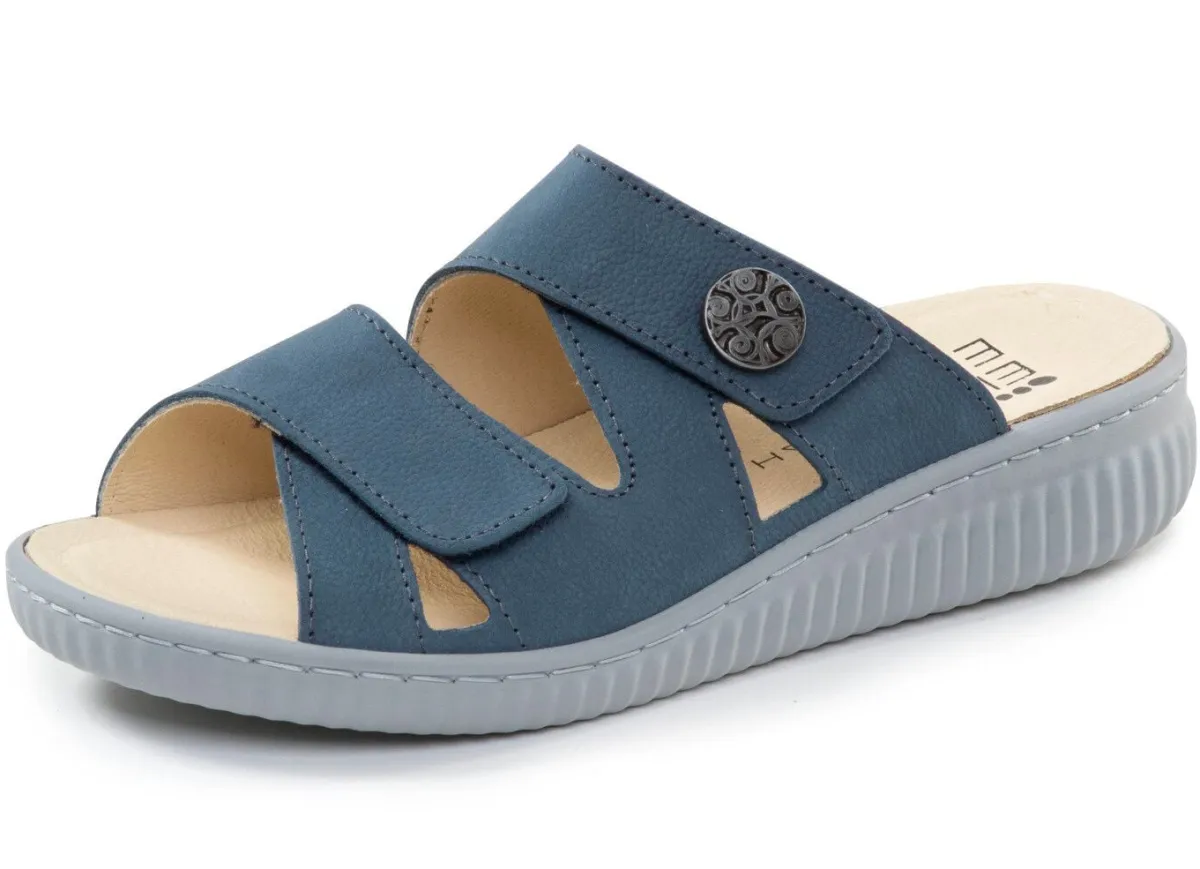 Best ELENA EDEN , bequeme Damen-Pantoletten, Weite H, mit herausnehmbarem Fußbett JEANS