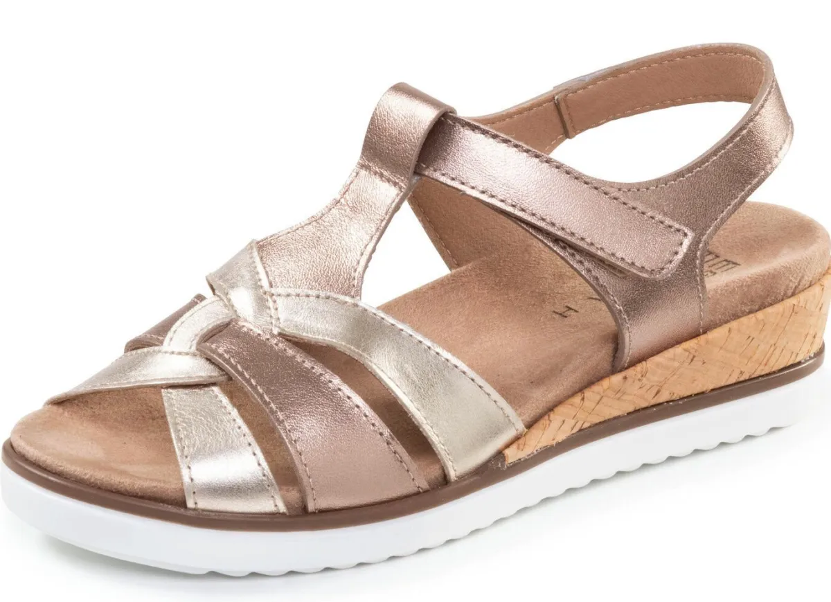 Discount ELENA EDEN , bequeme Damen-Sandalen, Weite H, mit herausnehmbarem Fußbett BRONZE-GOLD