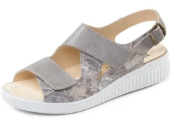 Best ELENA EDEN , bequeme Damen-Sandalen, Weite H, mit herausnehmbarem Fußbett GRAU-BEIGE