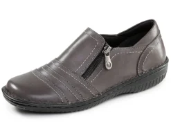 New ELENA EDEN , bequeme Damen-Slipper, Weite G, mit herausnehmbarem Fußbett GRAU
