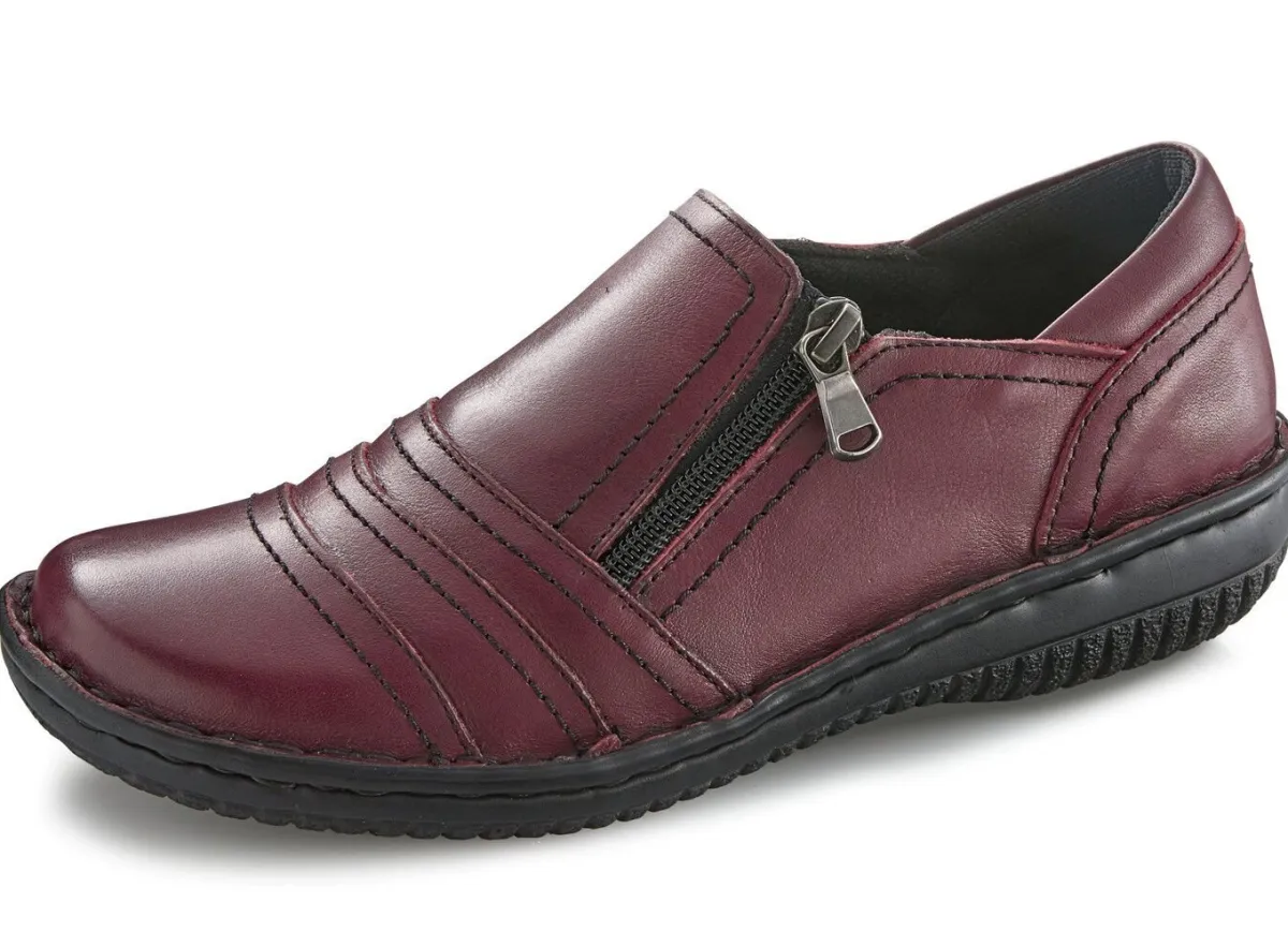 Hot ELENA EDEN , bequeme Damen-Slipper, Weite G, mit herausnehmbarem Fußbett BURGUND