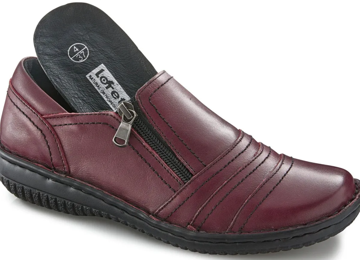 Hot ELENA EDEN , bequeme Damen-Slipper, Weite G, mit herausnehmbarem Fußbett BURGUND