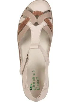 Clearance ELENA EDEN , bequeme Damen-Sandalen, Weite H, mit Klettspange BEIGE-BRAUN