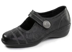 ELENA EDEN , bequeme Damen-Spangenschuhe, Weite H, mit herausnehmbarem Fußbett SCHWARZ