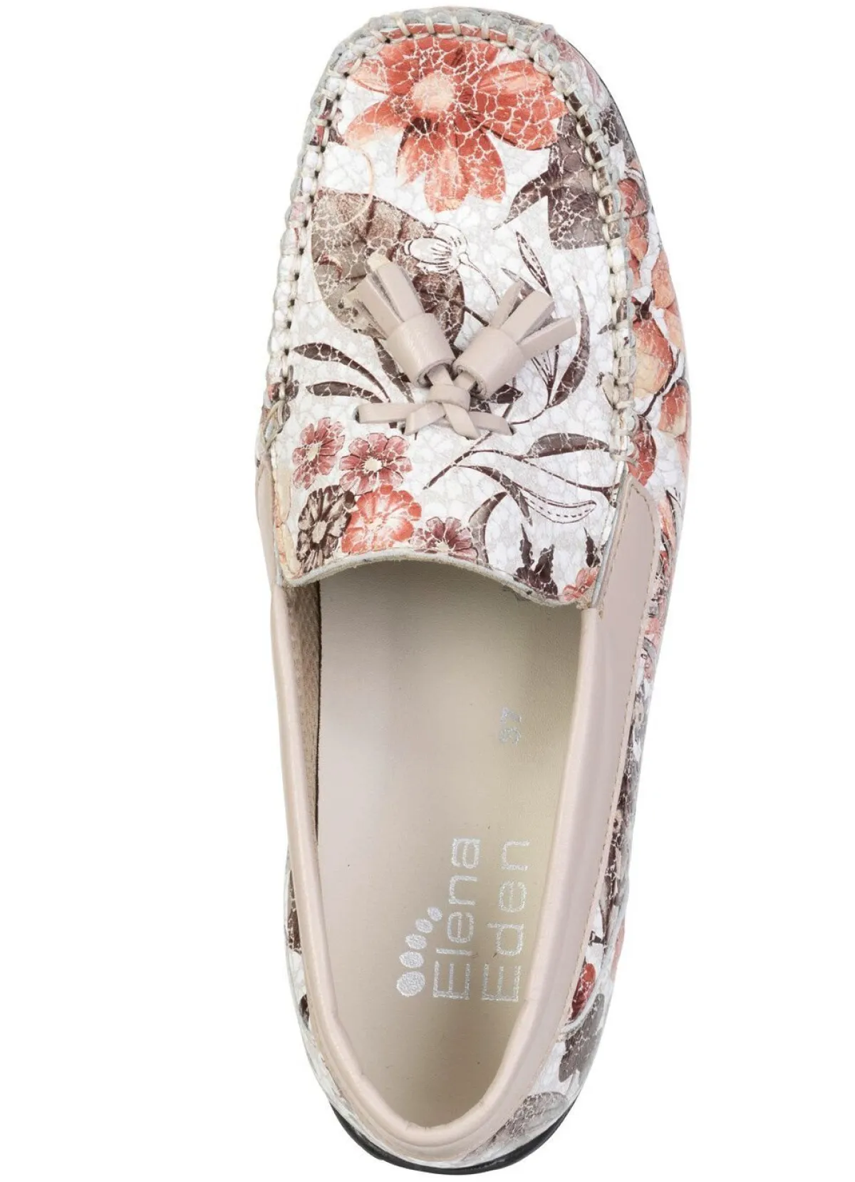Sale ELENA EDEN , bequeme Damen-Slipper, Weite H, mit herausnehmbarem Fußbett ECRU-BUNT