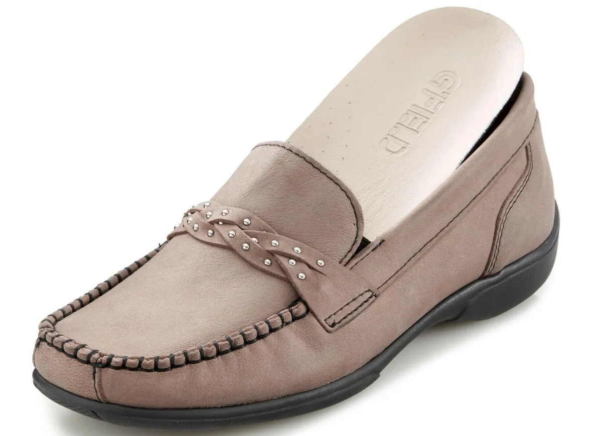 Clearance ELENA EDEN , bequeme Damen-Slipper, Weite H, mit herausnehmbarem Fußbett TAUPE