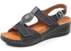 Online ELENA EDEN , bequeme Damen-Sandalen, Weite G, mit Klettverschluss SCHWARZ