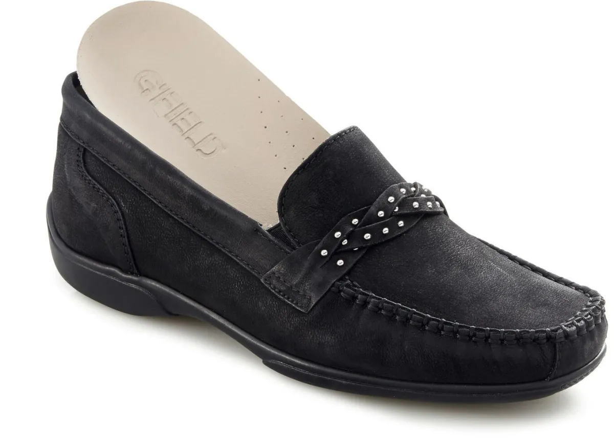Sale ELENA EDEN , bequeme Damen-Slipper, Weite H, mit herausnehmbarem Fußbett SCHWARZ
