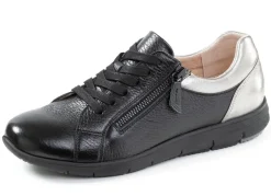 Clearance ELENA EDEN , bequeme Damen-Sneaker, Weite G, mit herausnehmbarem Fußbett SCHWARZ-SILBER