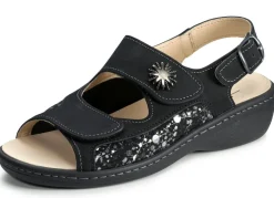 Online ELENA EDEN , bequeme Damen-Sandalen, Weite H, mit herausnehmbarem Fußbett SCHWARZ