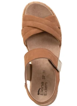 BADER ELENA EDEN, bequeme Damen-Sandalen, Weite H, mit herausnehmbarem Fußbett COGNAC
