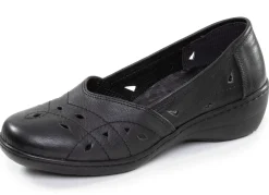 New ELENA EDEN , bequeme Damen-Slipper, Weite H, mit herausnehmbarem Fußbett SCHWARZ