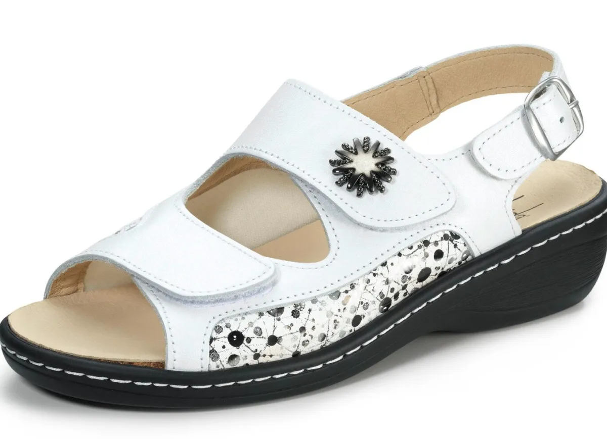 New ELENA EDEN , bequeme Damen-Sandalen, Weite H, mit herausnehmbarem Fußbett WEISS