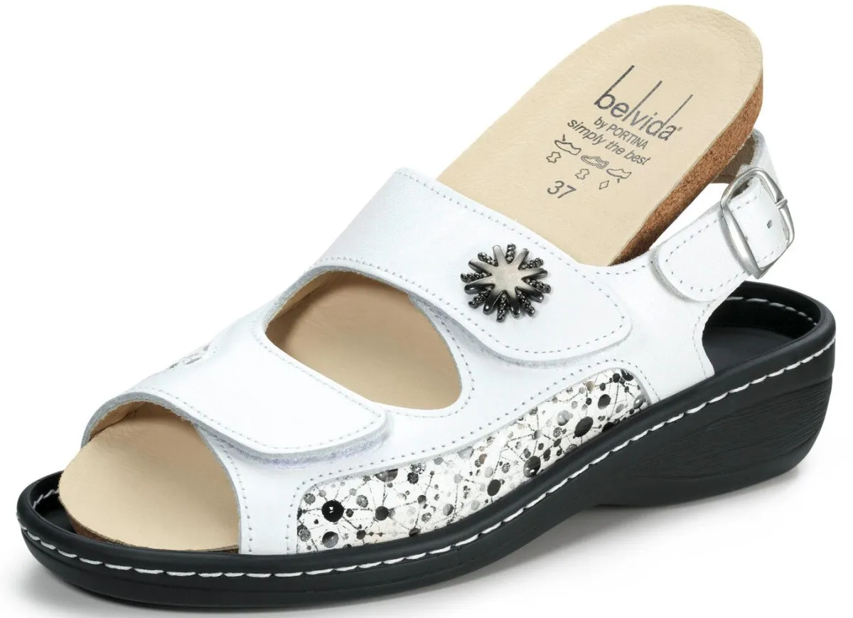 New ELENA EDEN , bequeme Damen-Sandalen, Weite H, mit herausnehmbarem Fußbett WEISS