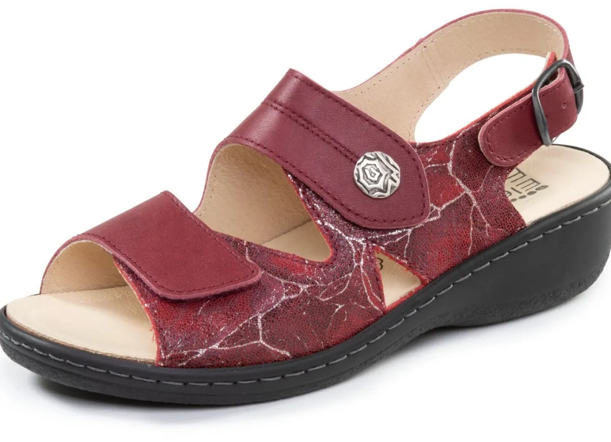 Outlet ELENA EDEN , bequeme Damen-Sandalen, Weite H, mit herausnehmbarem Fußbett BORDEAUX