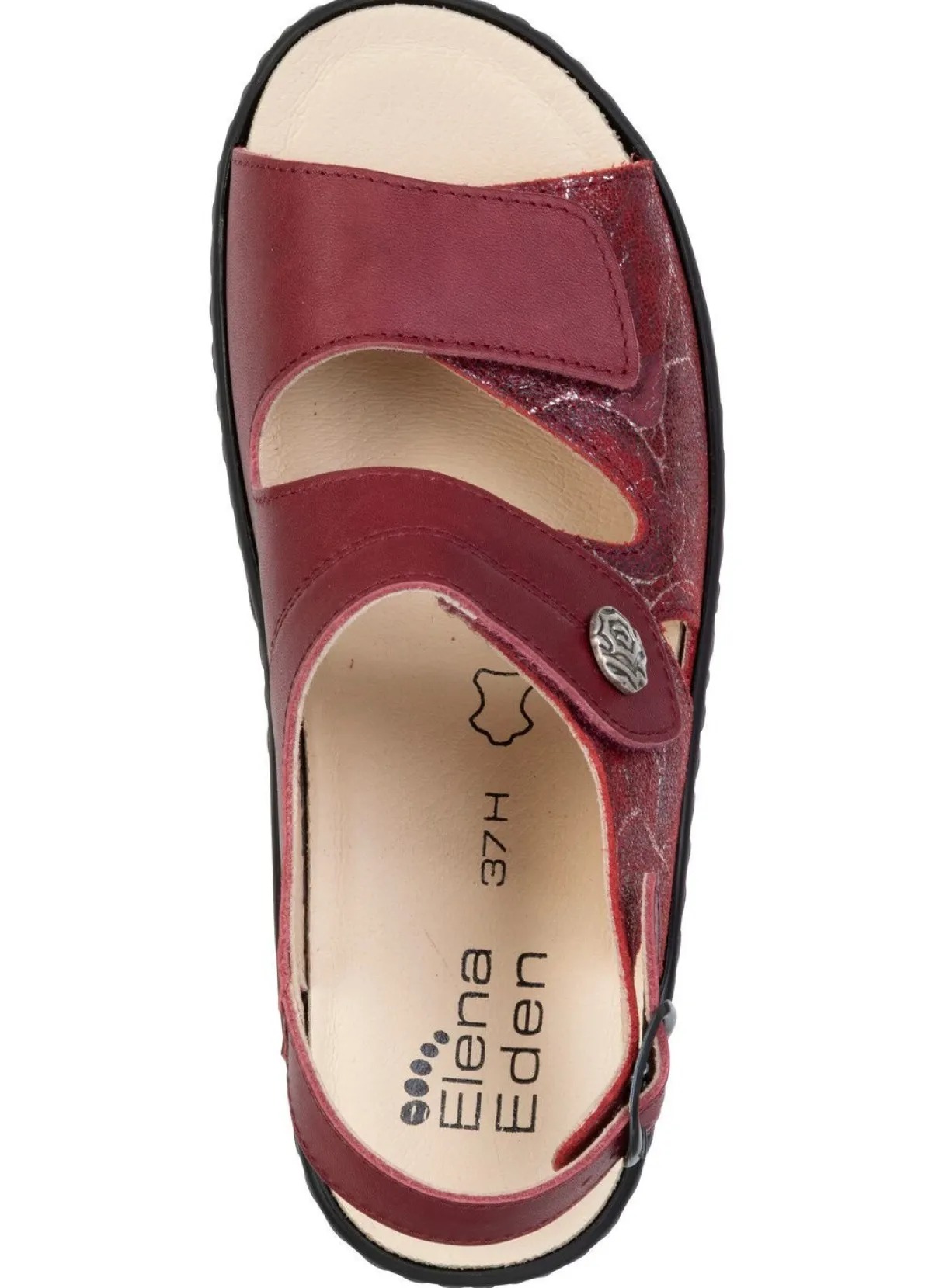 Outlet ELENA EDEN , bequeme Damen-Sandalen, Weite H, mit herausnehmbarem Fußbett BORDEAUX