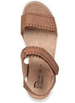 Hot ELENA EDEN , bequeme Damen-Sandalen, Weite H, mit herausnehmbarem Fußbett COGNAC