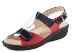 ELENA EDEN , bequeme Damen-Sandalen, Weite H, mit herausnehmbarem Fußbett ROT-BLAU-WEISS