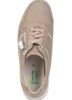 Outlet ELENA EDEN , bequeme Damen-Sneaker, Weite H, mit herausnehmbarem Fußbett TAUPE-WEISS