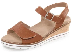 Best ELENA EDEN , bequeme Damen-Sandaletten, Weite H, mit herausnehmbarem Fußbett COGNAC