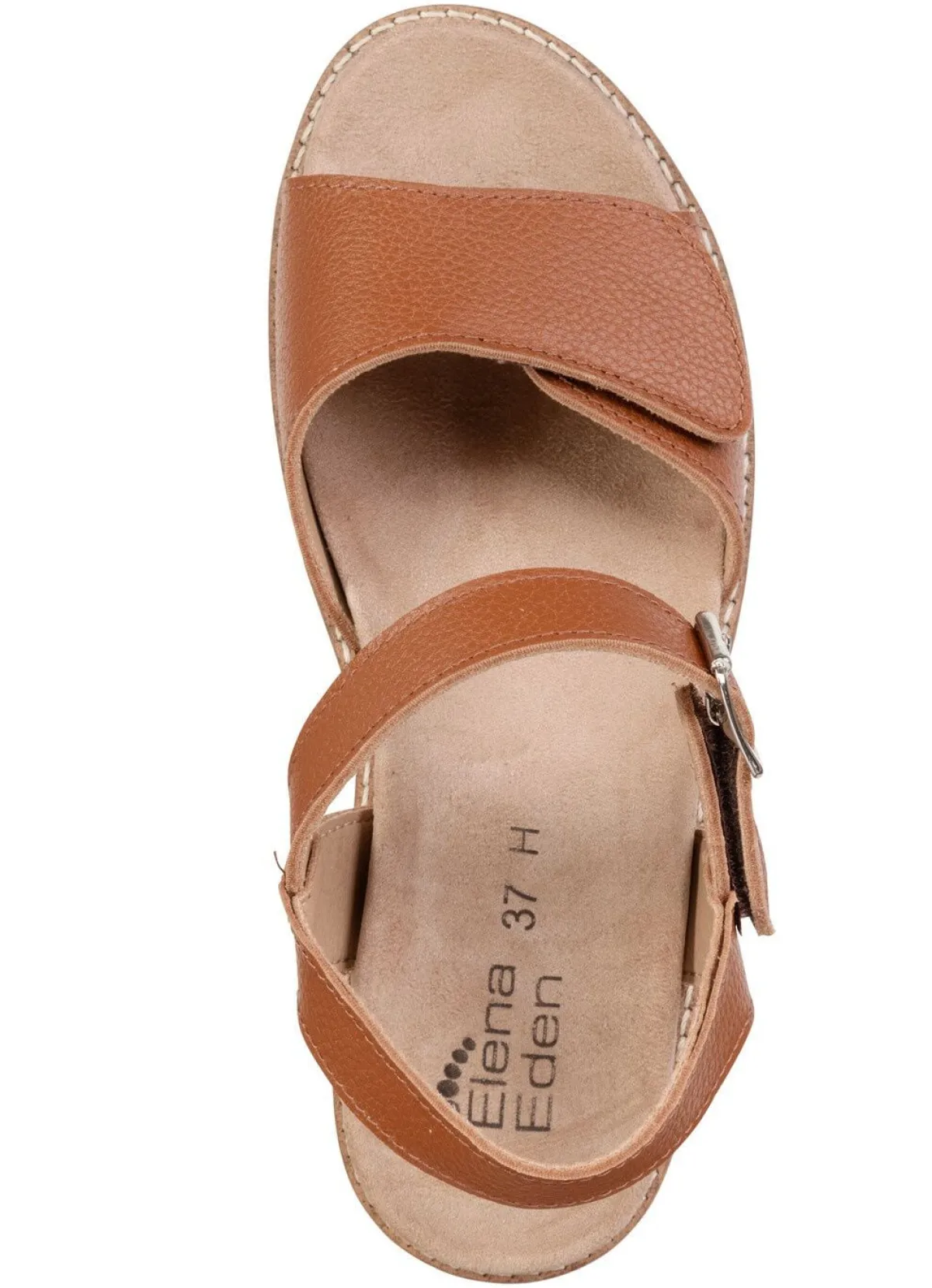 Best ELENA EDEN , bequeme Damen-Sandaletten, Weite H, mit herausnehmbarem Fußbett COGNAC