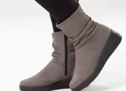 Hot ELENA EDEN , bequeme Damen-Stiefeletten, Weite H, mit herausnehmbarem Fußbett DUNKELTAUPE