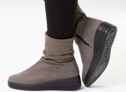 Hot ELENA EDEN , bequeme Damen-Stiefeletten, Weite H, mit herausnehmbarem Fußbett DUNKELTAUPE