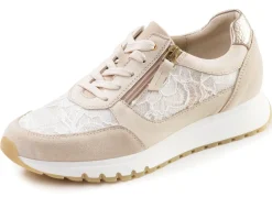 ELENA EDEN , elegante Damen-Sneaker, Weite G, mit herausnehmbarem Fußbett BEIGE-WEISS