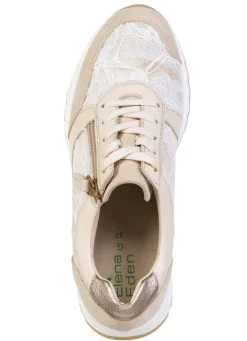 ELENA EDEN , elegante Damen-Sneaker, Weite G, mit herausnehmbarem Fußbett BEIGE-WEISS