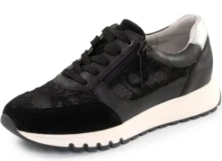 Clearance ELENA EDEN , elegante Damen-Sneaker, Weite G, mit herausnehmbarem Fußbett SCHWARZ-SILBER