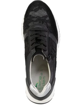 Clearance ELENA EDEN , elegante Damen-Sneaker, Weite G, mit herausnehmbarem Fußbett SCHWARZ-SILBER