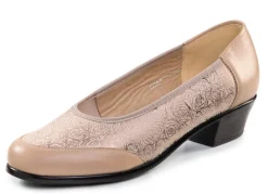 New ELENA EDEN , elegante Damen-Pumps, Weite H, mit Gummizug BEIGE
