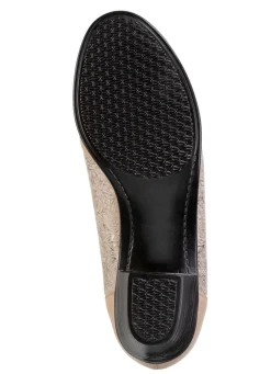 New ELENA EDEN , elegante Damen-Pumps, Weite H, mit Gummizug BEIGE