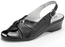 Sale ELENA EDEN , elegante Damen-Sandalen, Weite G, aus Leder SCHWARZ METALLIC