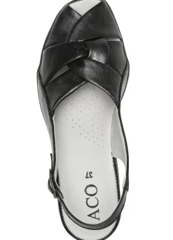 Sale ELENA EDEN , elegante Damen-Sandalen, Weite G, aus Leder SCHWARZ METALLIC