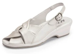 Sale ELENA EDEN , elegante Damen-Sandalen, Weite G, aus Leder PERLWEISS