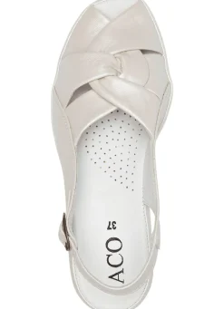 Sale ELENA EDEN , elegante Damen-Sandalen, Weite G, aus Leder PERLWEISS